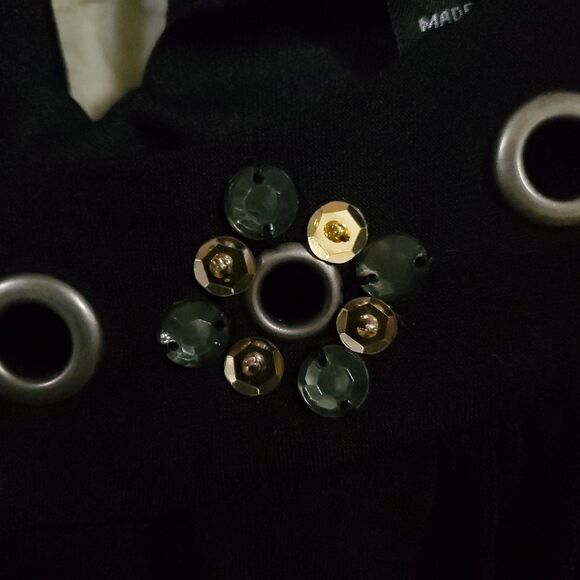 Collection Dressbarn Size 14 Sleeveless Handkerchief Hem Dress Black Gold - Picture 5 of 16